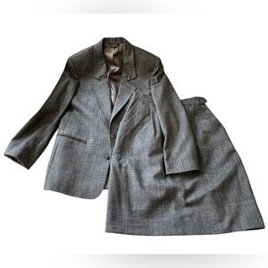 Classic Wool Plaid Skirt Suit Set